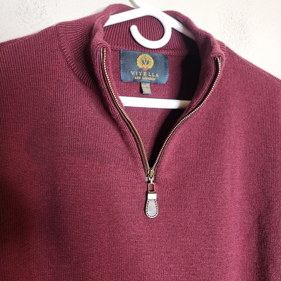 Viyella 100% Merino Wool Maroon 1/2 Zip Sweater Mens Size XXL - Picture 14 of 16